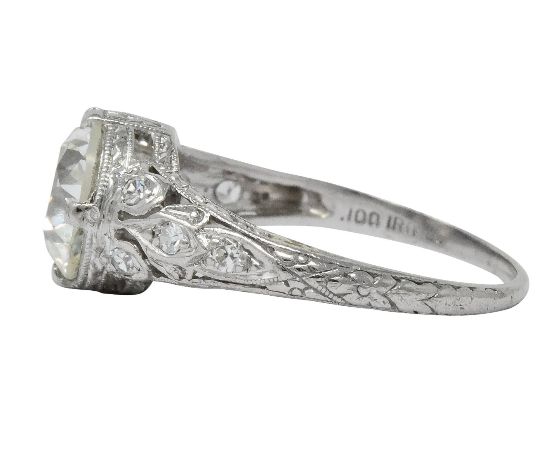 Edwardian 2.13 CTW Old European Diamond Platinum Engagement Ring GIA