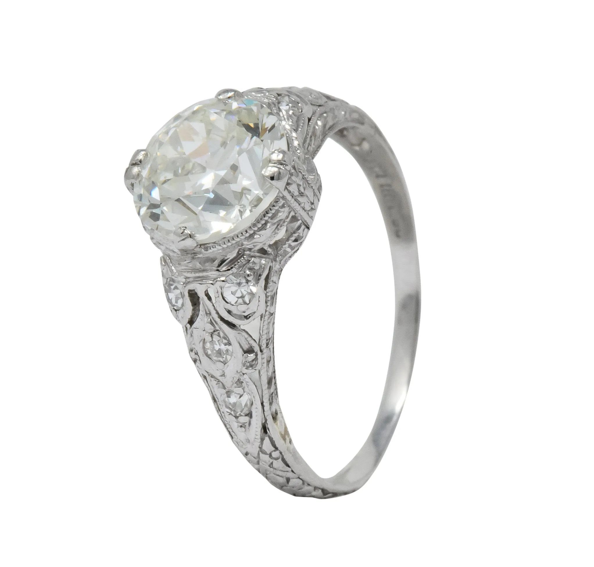 Edwardian 2.13 CTW Old European Diamond Platinum Engagement Ring GIA