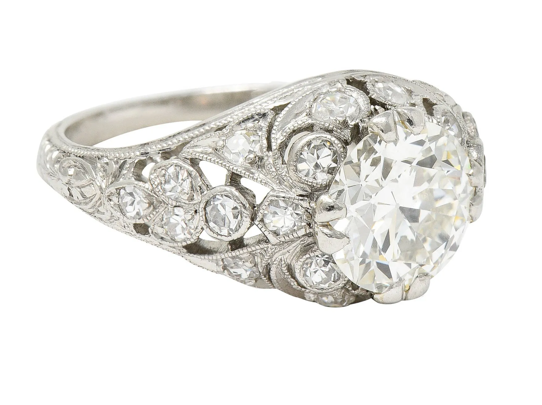 Edwardian 2.33 CTW Diamond Platinum Engagement Ring