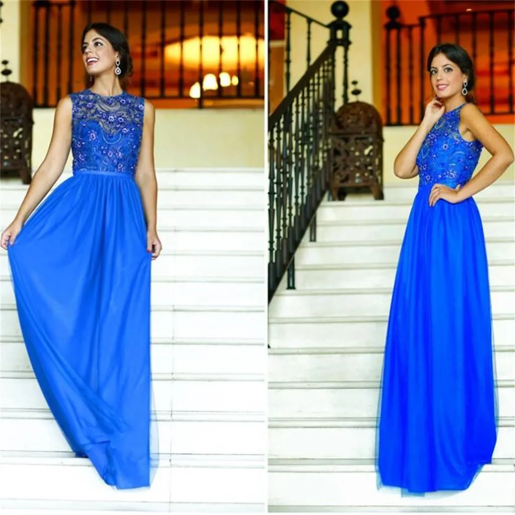 Elegant Sparkly Scoop Neck Sleeveless Long Prom Dresses,PD0120