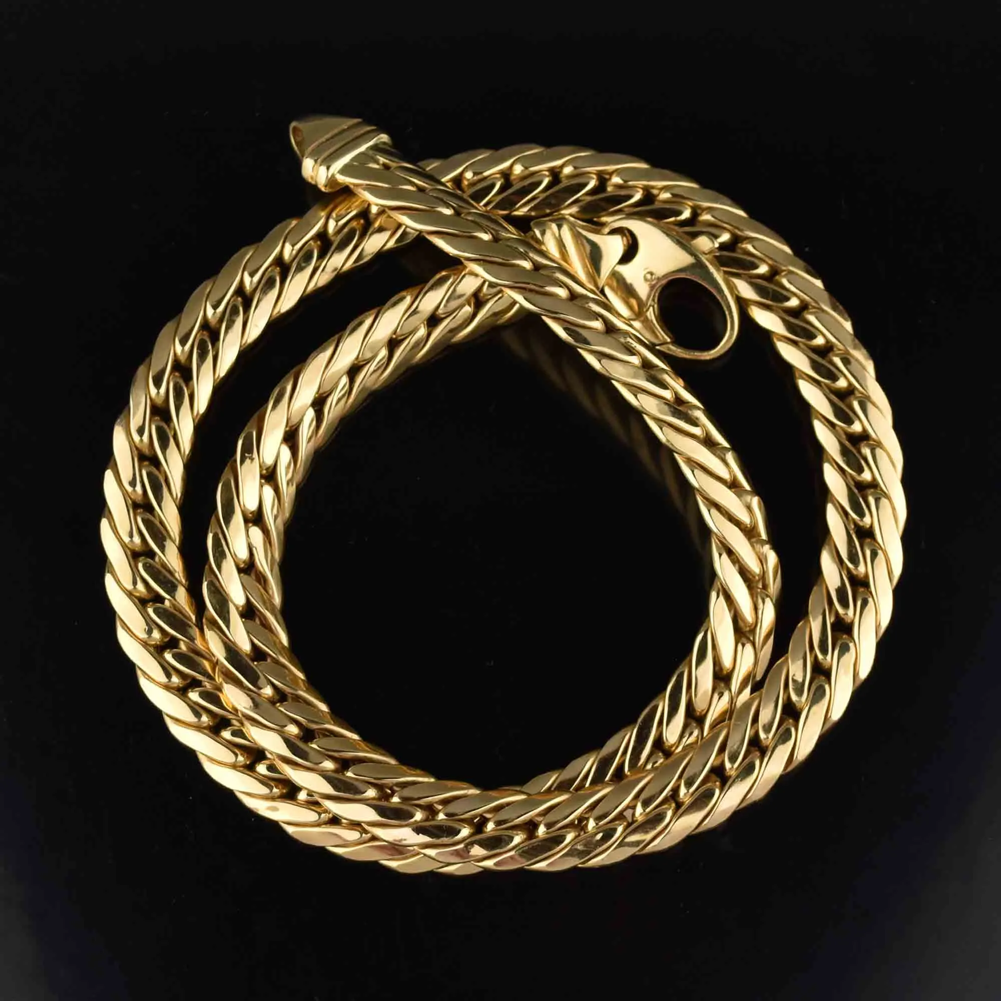 Estate Solid 18K Gold Flat Curb Chain Necklace, 57 gms