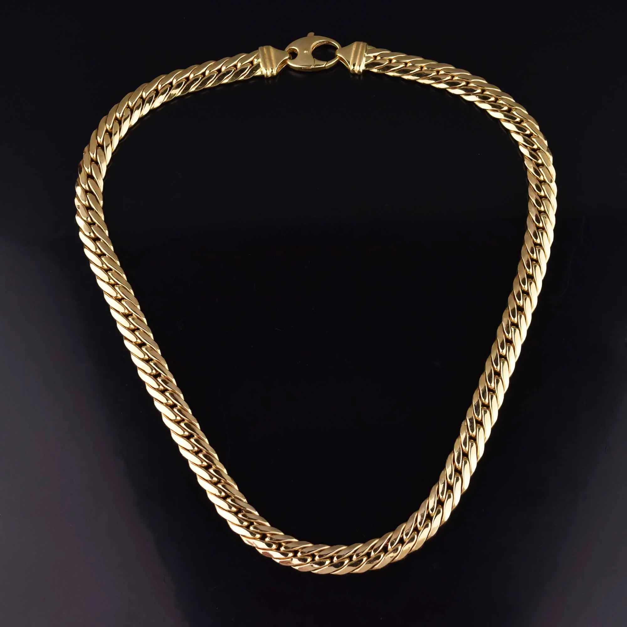 Estate Solid 18K Gold Flat Curb Chain Necklace, 57 gms