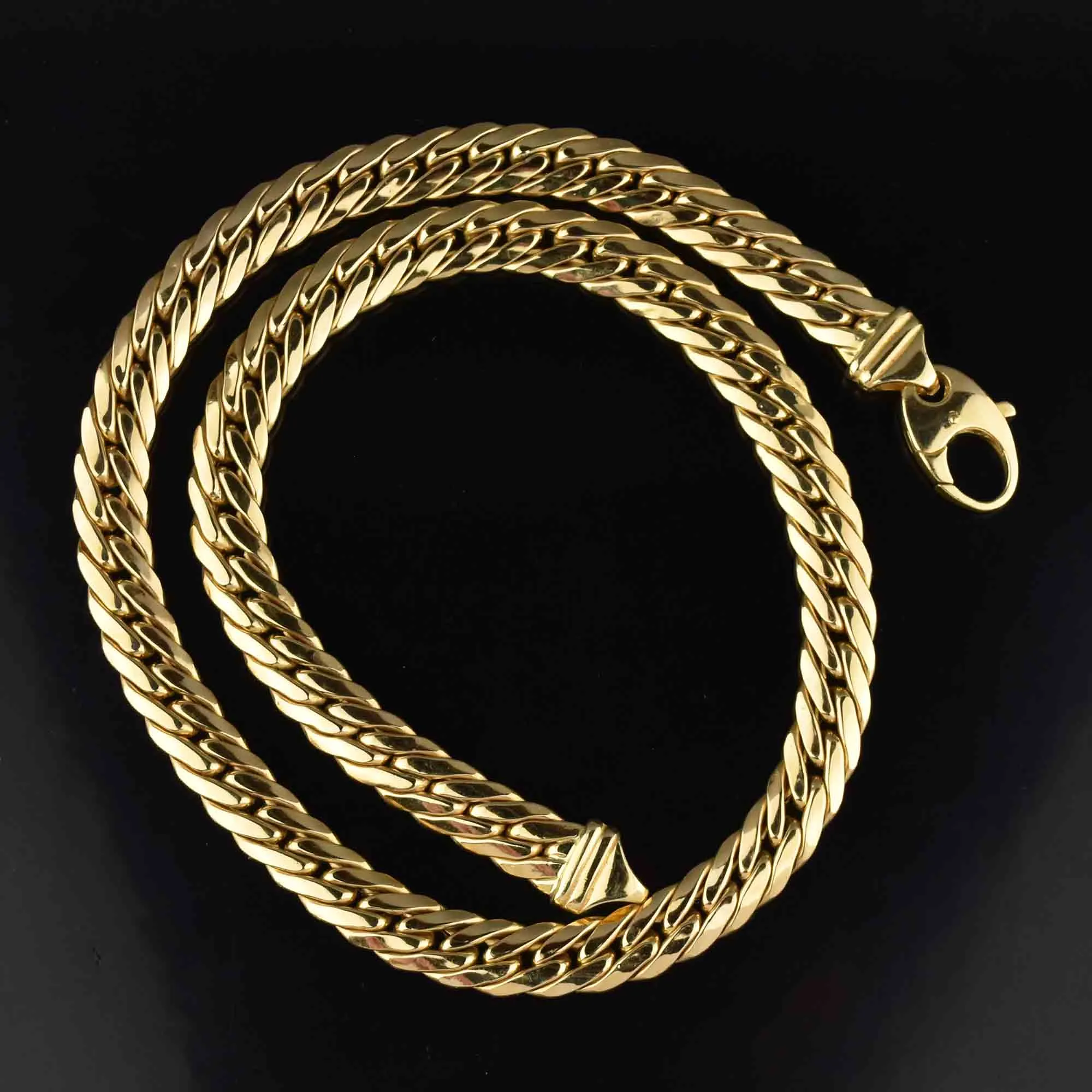 Estate Solid 18K Gold Flat Curb Chain Necklace, 57 gms