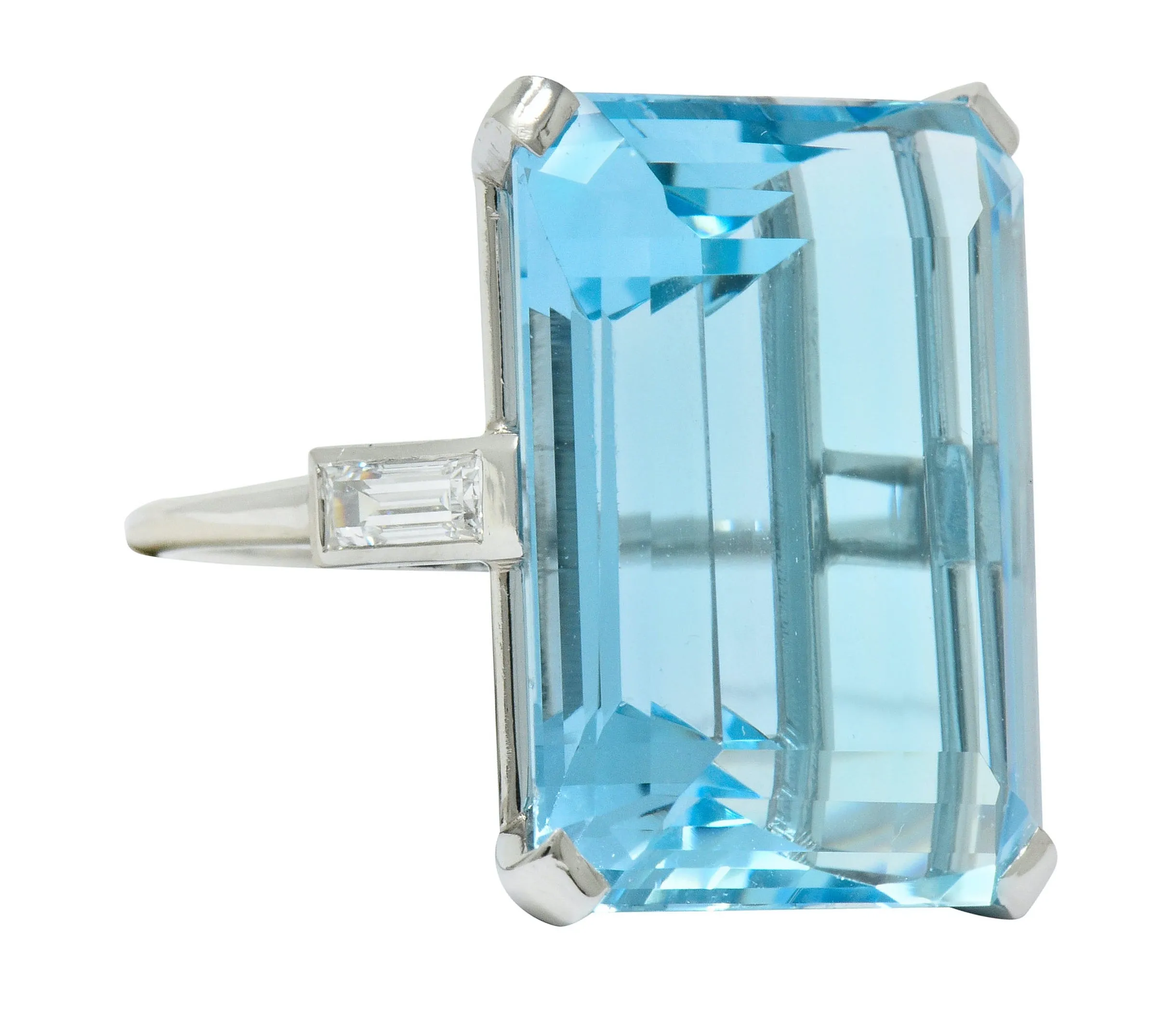 Exquisite Cartier 36.09 CTW Aquamarine Diamond Platinum Retro Cocktail Ring