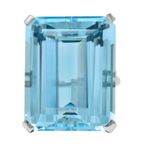 Exquisite Cartier 36.09 CTW Aquamarine Diamond Platinum Retro Cocktail Ring