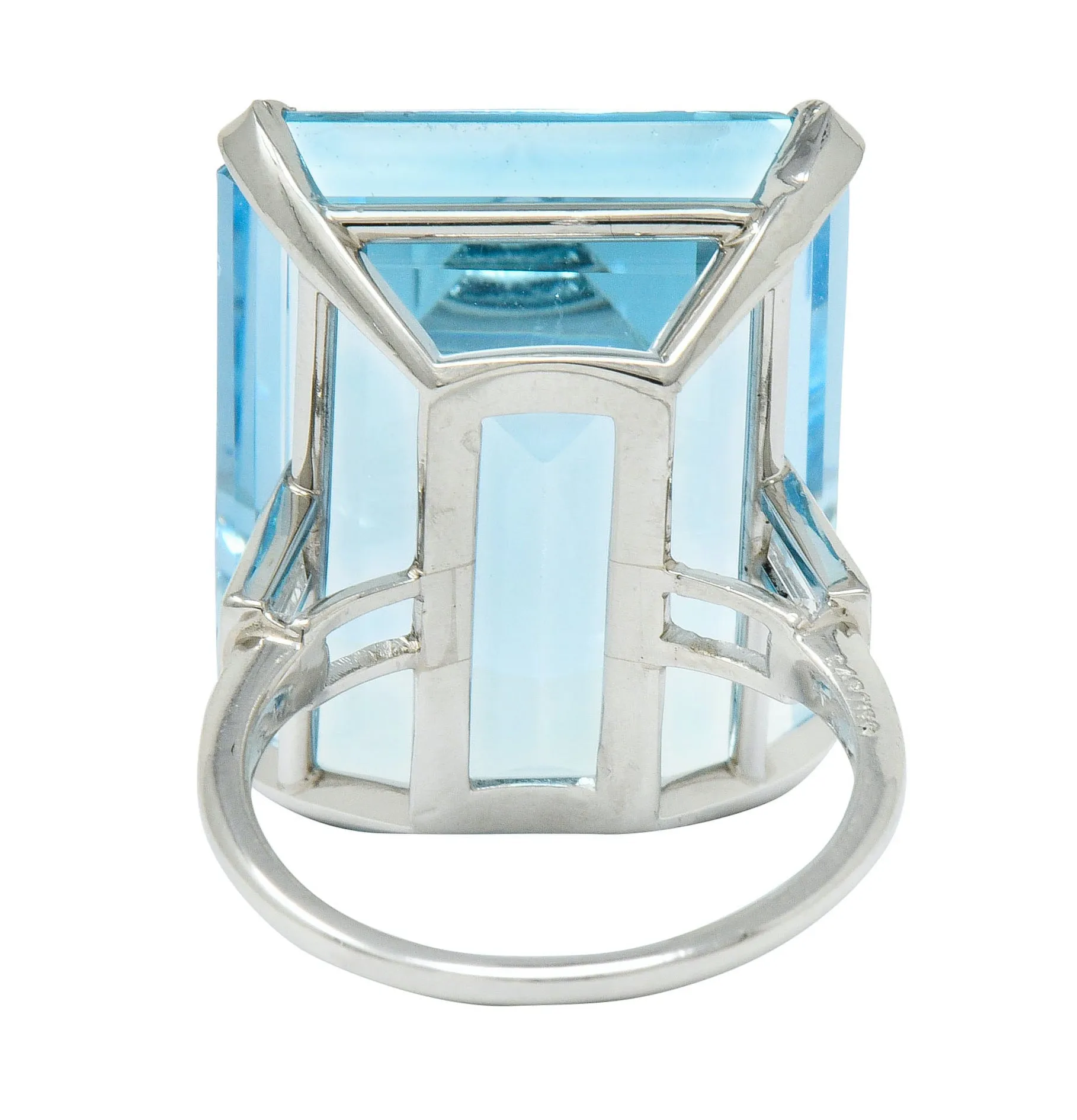 Exquisite Cartier 36.09 CTW Aquamarine Diamond Platinum Retro Cocktail Ring