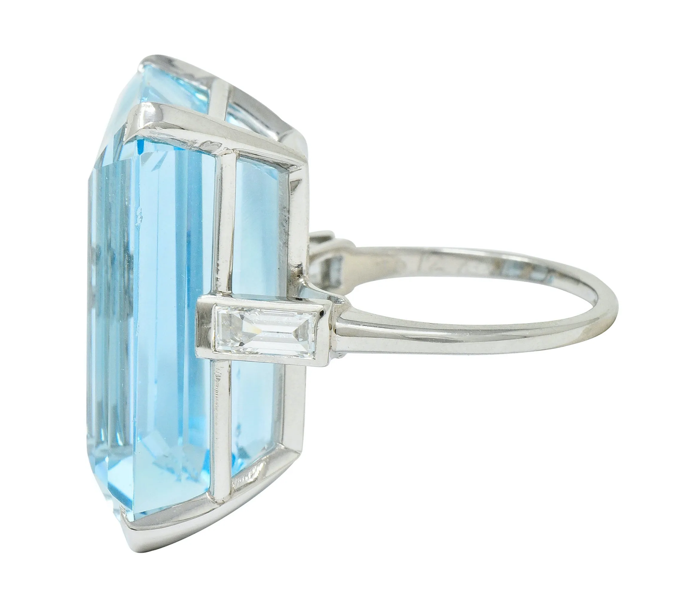 Exquisite Cartier 36.09 CTW Aquamarine Diamond Platinum Retro Cocktail Ring