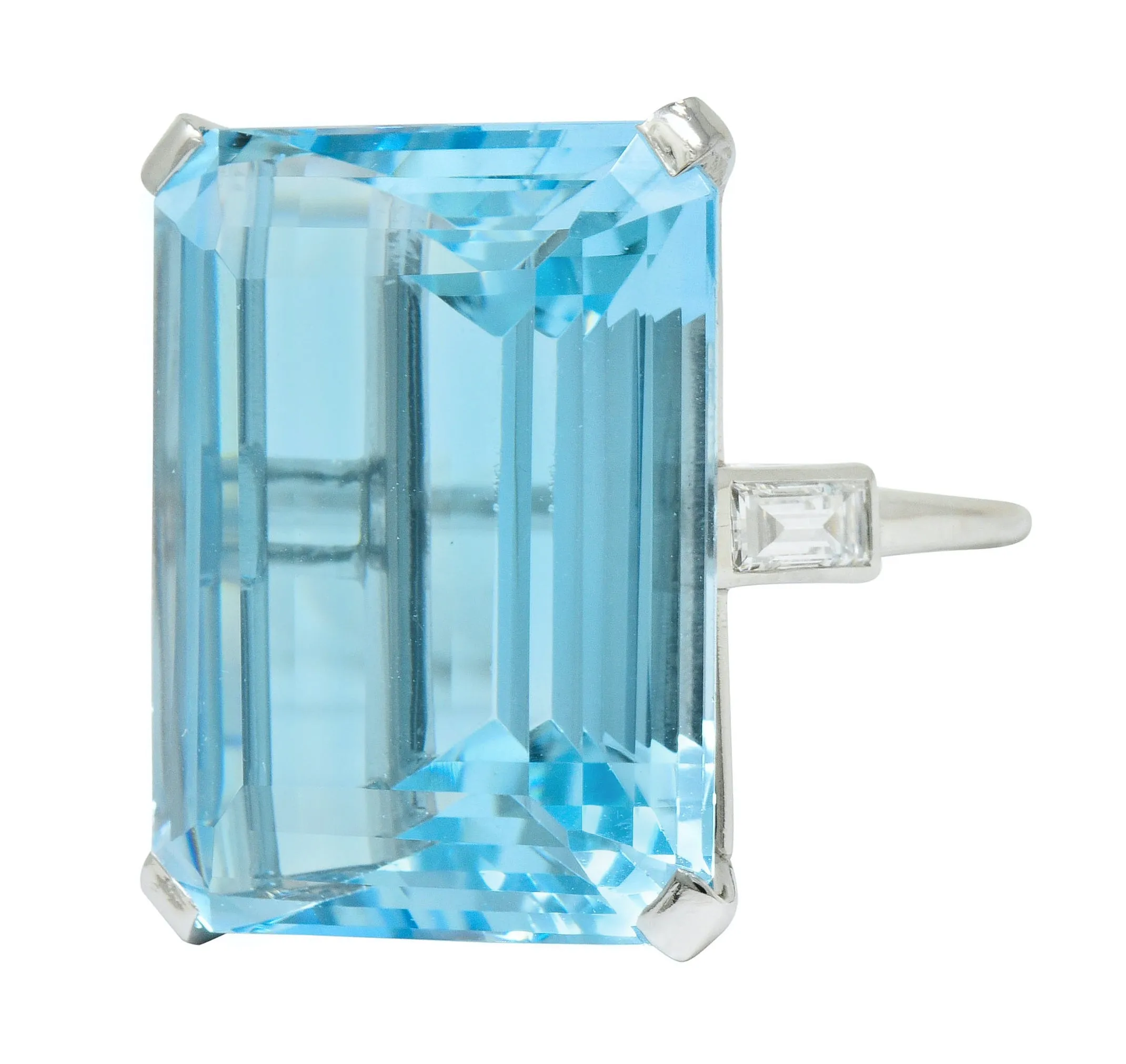 Exquisite Cartier 36.09 CTW Aquamarine Diamond Platinum Retro Cocktail Ring