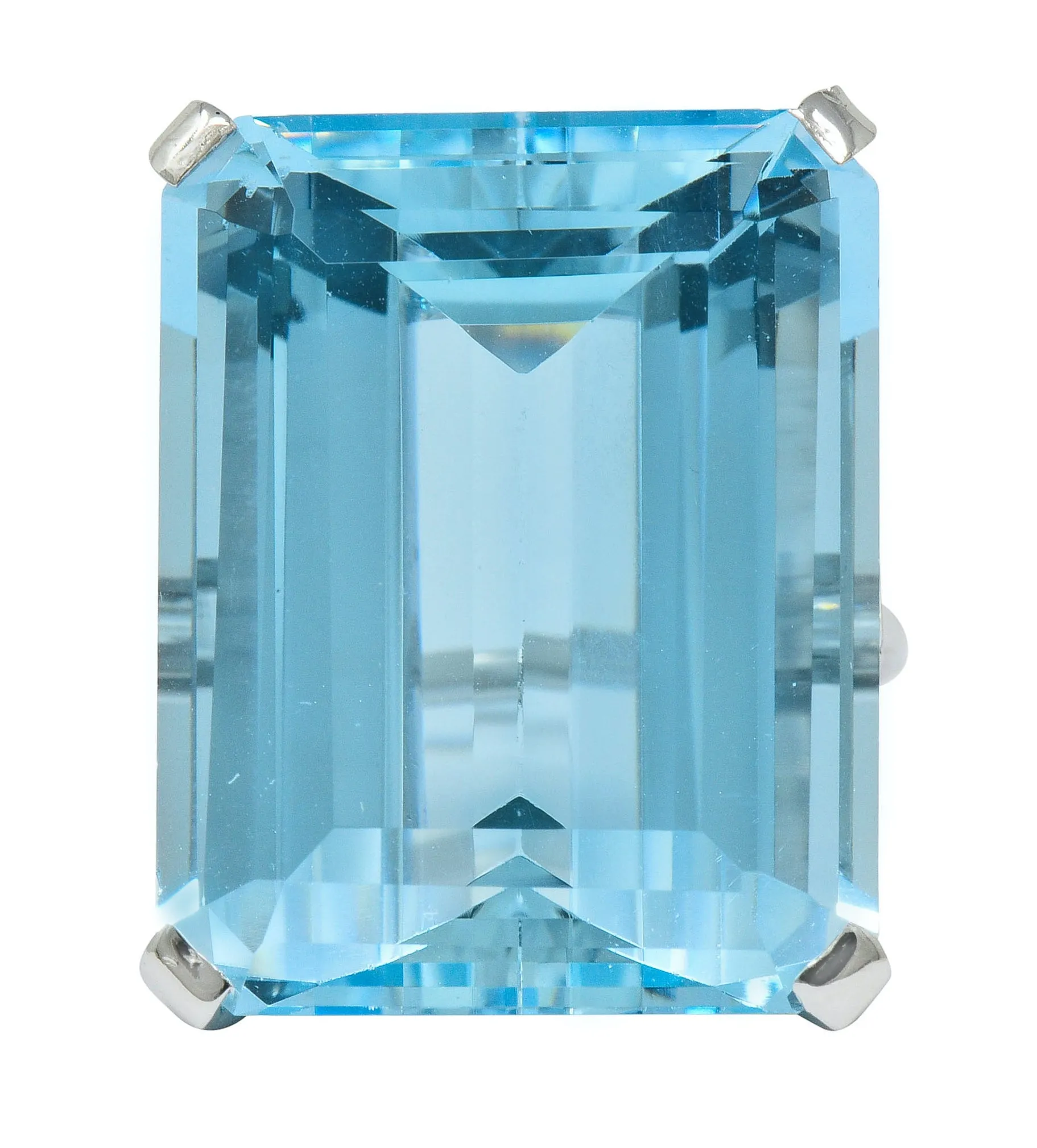 Exquisite Cartier 36.09 CTW Aquamarine Diamond Platinum Retro Cocktail Ring