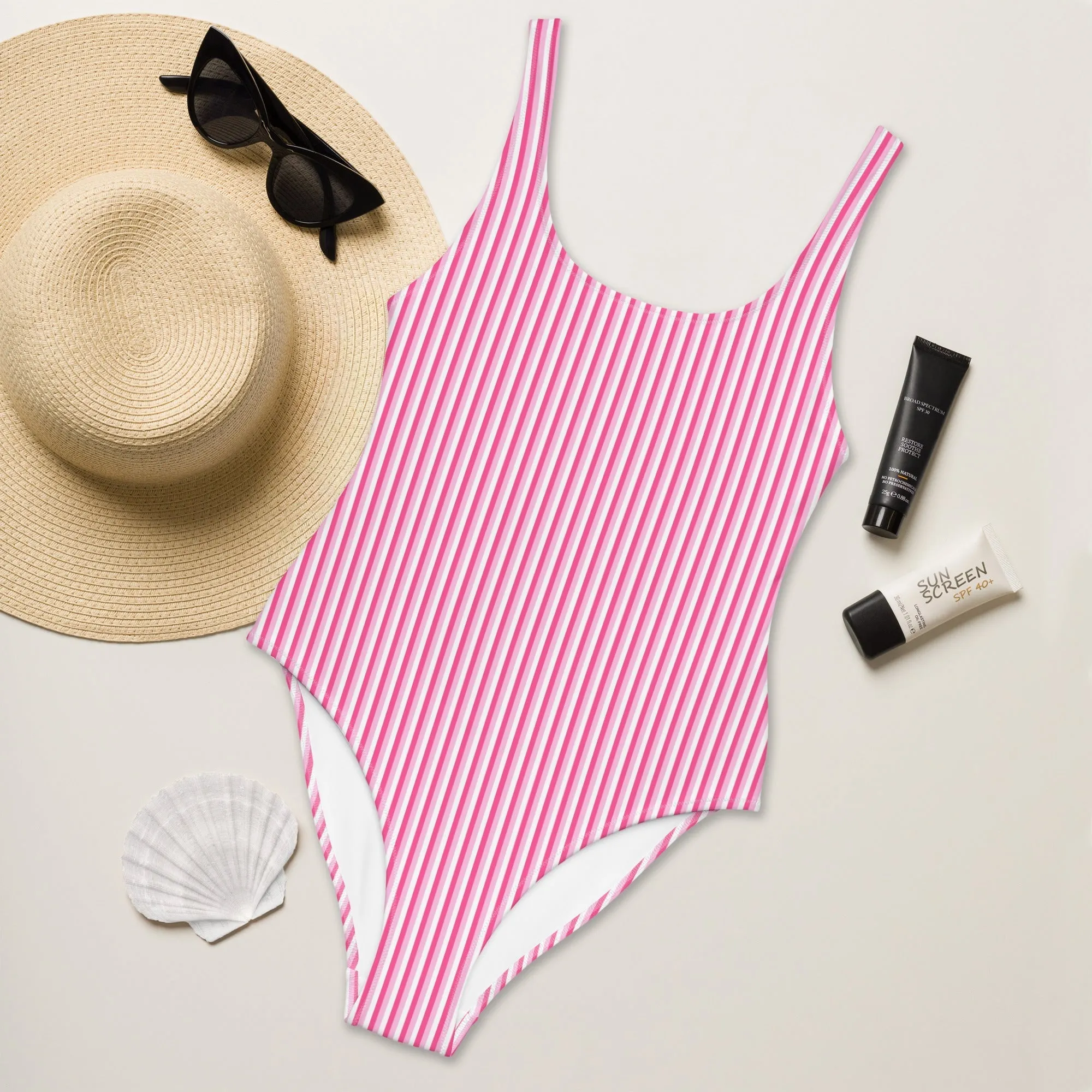 FLORIDA ECO ONE PIECE SWIMSUIT - PINK STRIPES