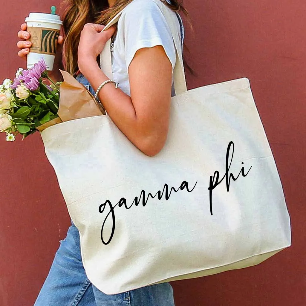 Gamma Phi Beta Script Writing Nickname Canvas Tote Bag