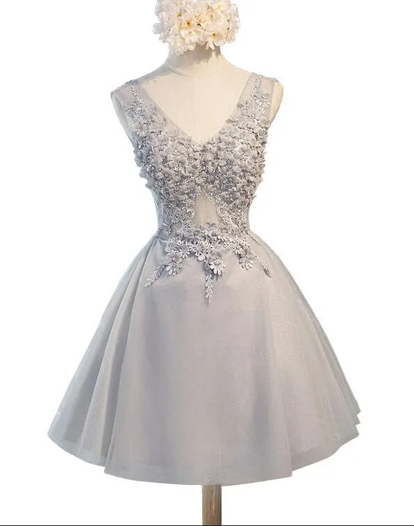 Grey Tulle Homecoming Dresses, Grey Short Party Dress , Formal Dresses