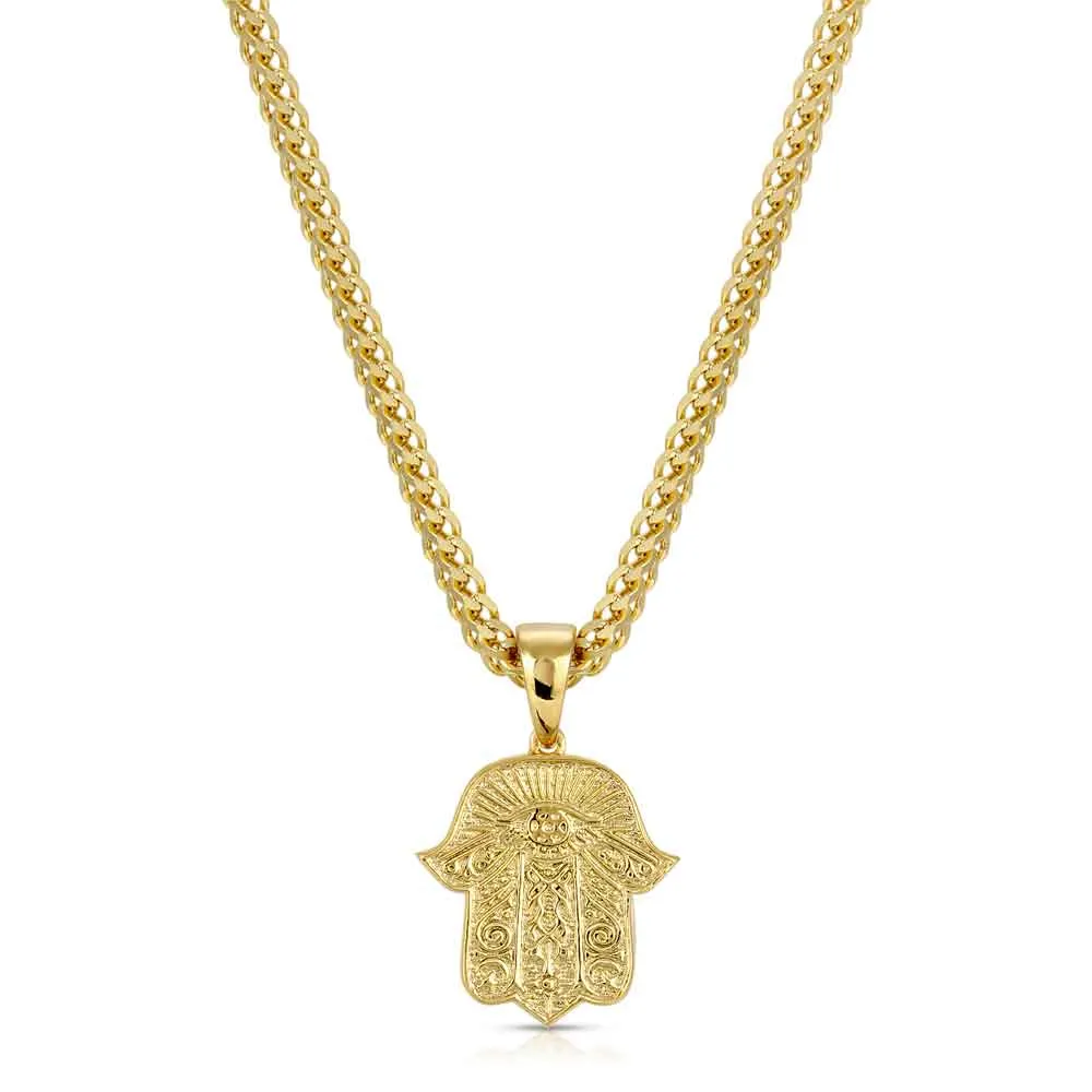 Hamsa Hand Necklace Pendant & Franco Chain