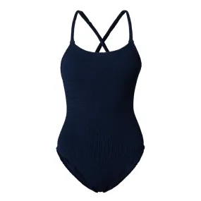 HUNZA G NAVY Bette Cross-Back One-Piece Swimsuit - Navy