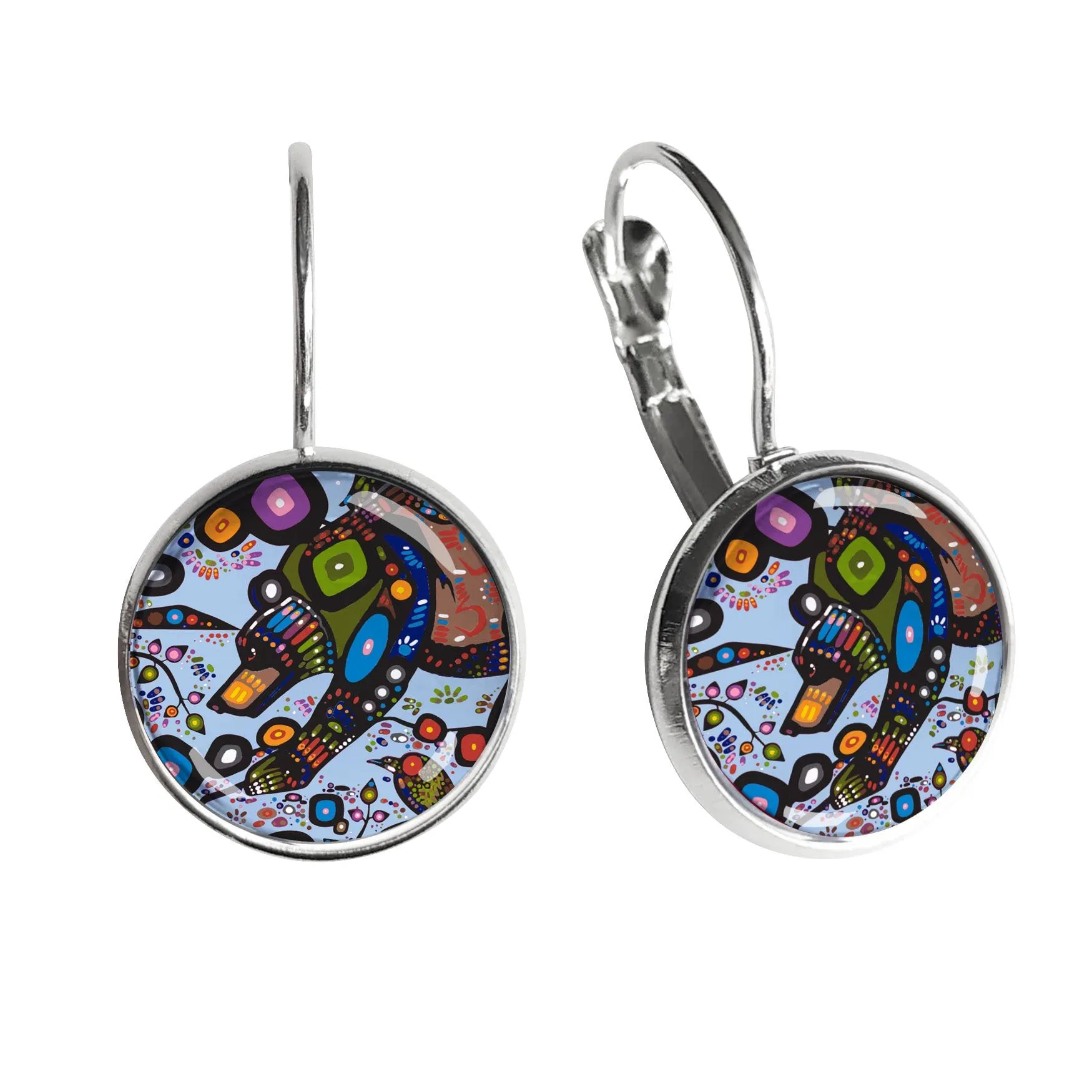 John Rombough Bear Dome Glass Earrings