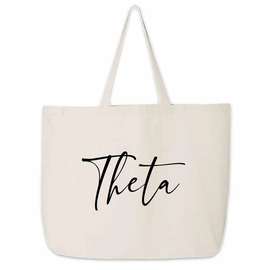 Kappa Alpha Theta Script Writing Nickname Canvas Tote Bag