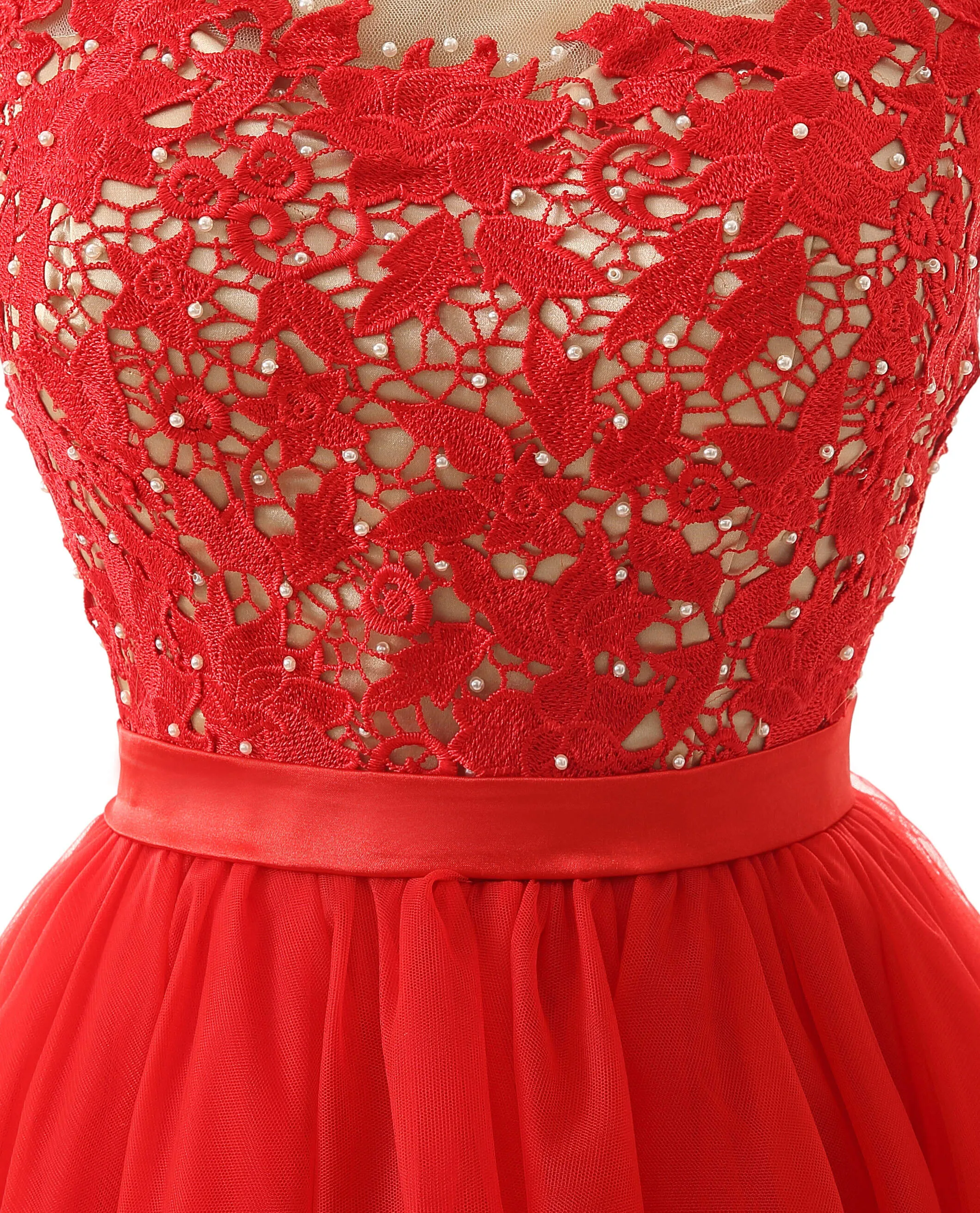 Lace Cute Red Short Homecoming Dresses