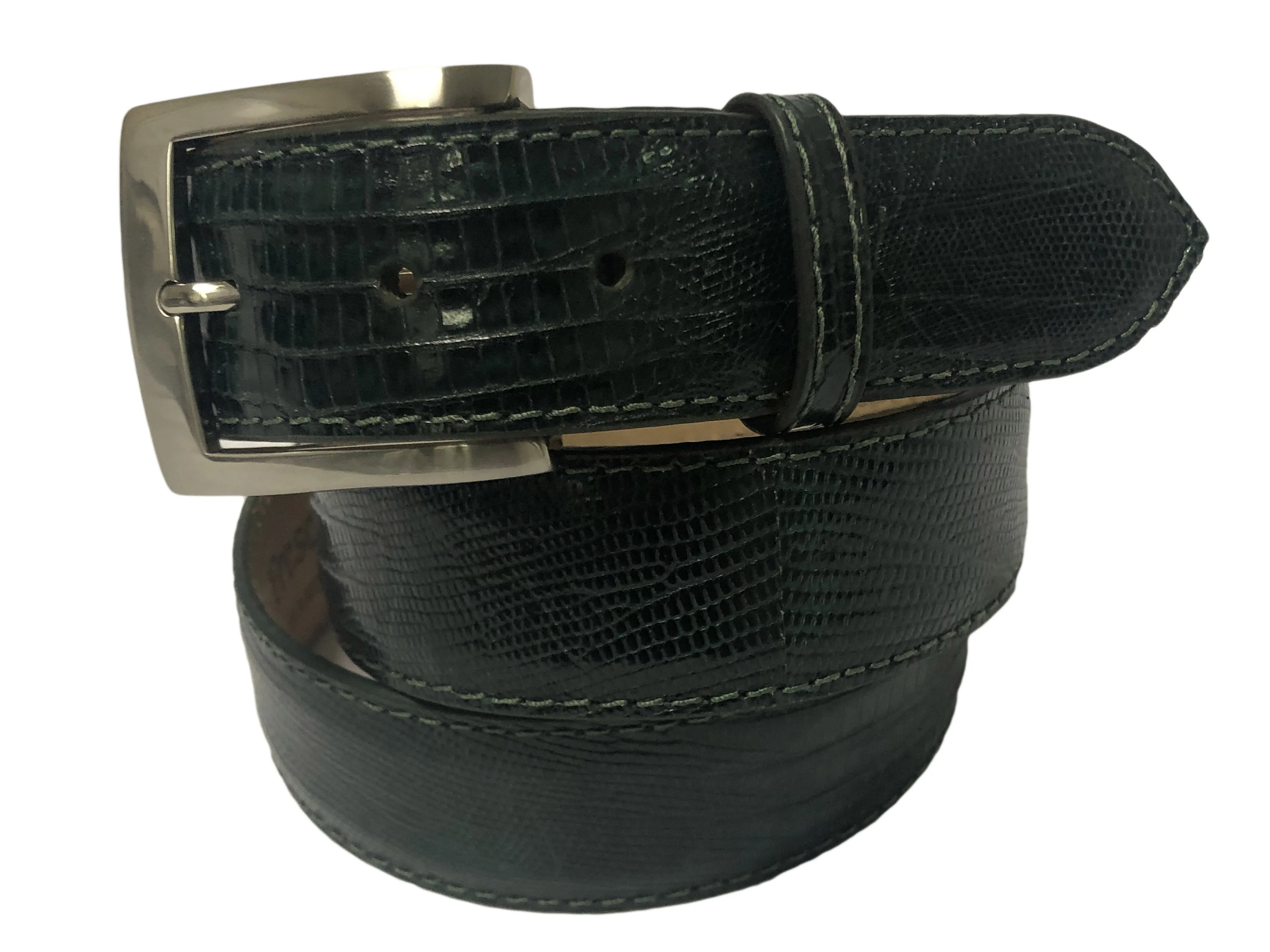 Lizard Skin Belt Dark Green Classic