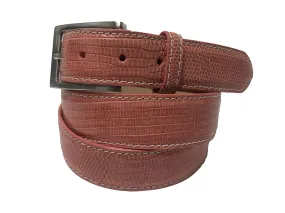 Lizard Skin Belt Pink / White Stitch