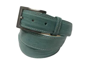 Lizard Skin Belt Tiffany Blue / White Stitch