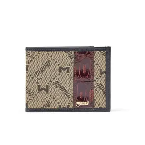 Mauri W3 Men's Sport Rust & Taupe Exotic Crocodile / Nappa / Mauri Fabric Wallet (MAWS1004)