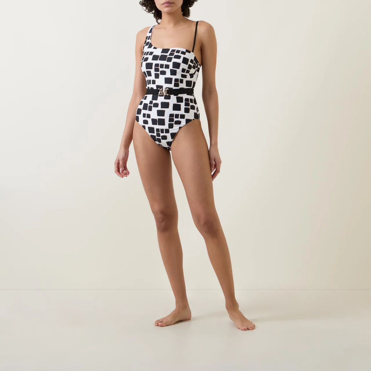 MAX MARA Clarissa Geometric One-Piece Swimsuit - 003 Black Irregular Print