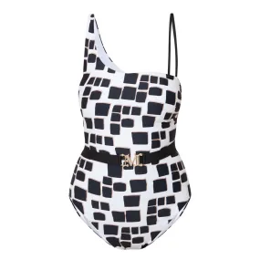 MAX MARA Clarissa Geometric One-Piece Swimsuit - 003 Black Irregular Print