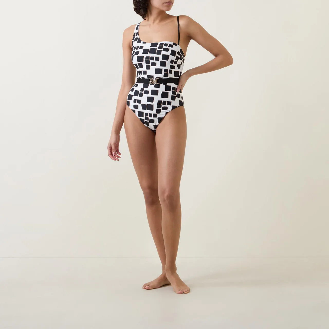 MAX MARA Clarissa Geometric One-Piece Swimsuit - 003 Black Irregular Print