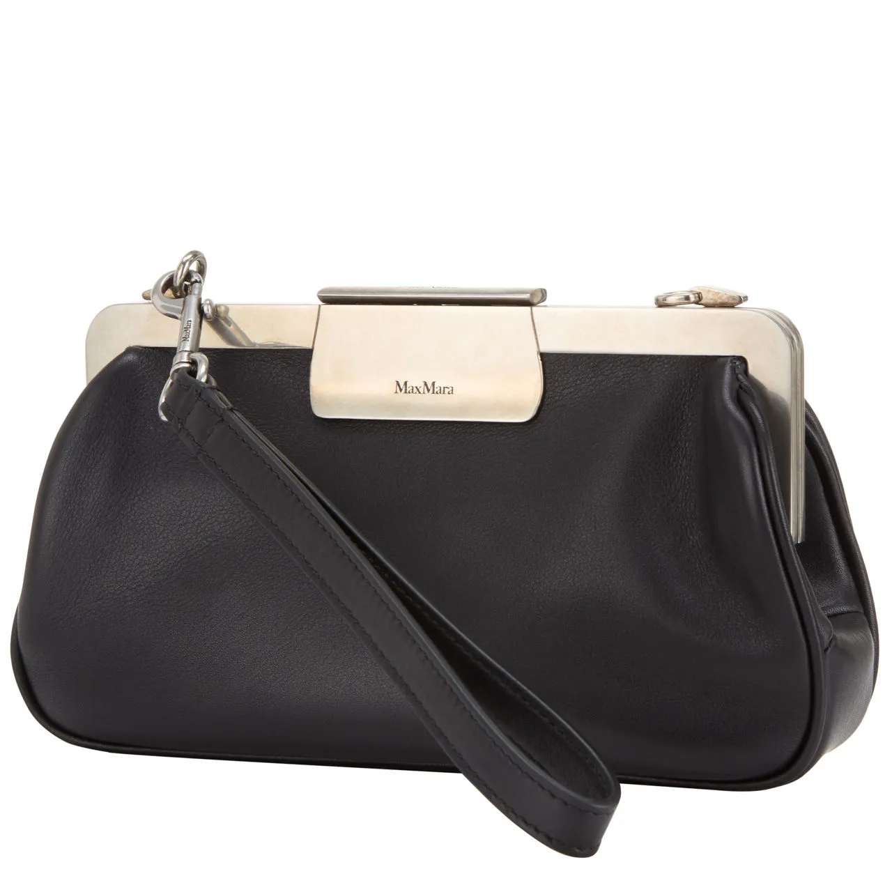 MAX MARA Clasp Extra-Small Leather Clutch - Black