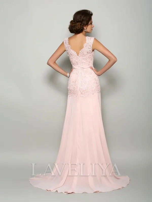 Mermaid Scoop Ruffles Sweep Train Chiffon Mother of the Bride Dress  #XM230005