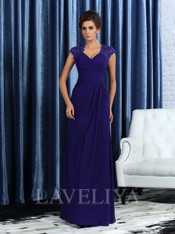 Mermaid V-neck Ruffles Floor-Length Chiffon Mother of the Bride Dress  #XM230147