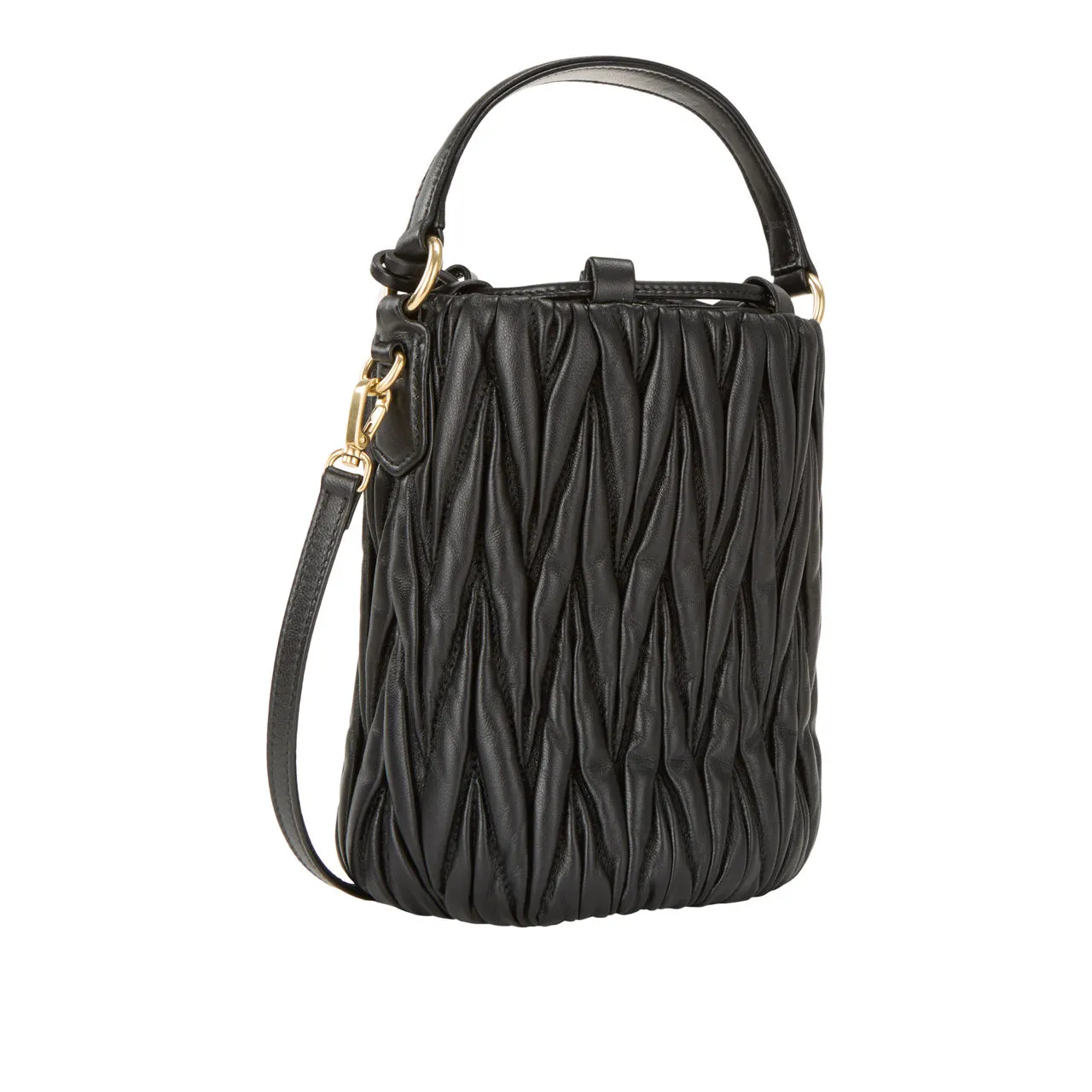 MIU MIU Matelassé Bucket Crossbody Bag - Nero