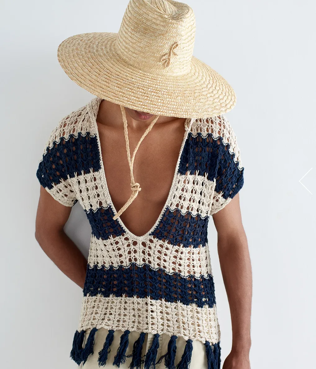 Monogram-embellished Straw Fedora Hat