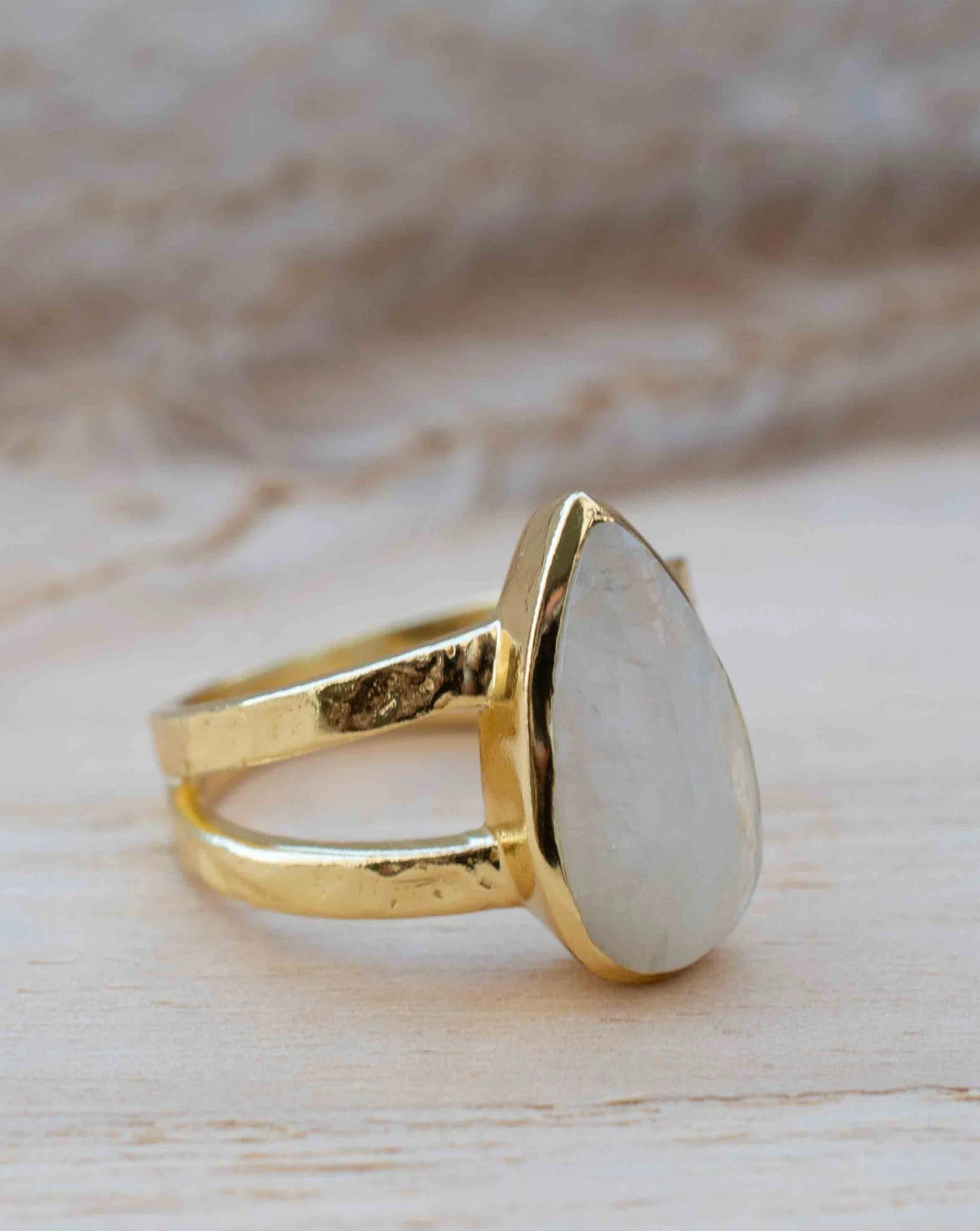 Moonstone Gold Plated Ring *  Statement Ring * Gemstone Ring * Rainbow Moonstone * Gold Ring  * Large Ring Statement * BJR310