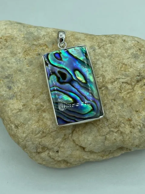 Mother of Pearl, Abalone and Coral Double Sided Pendant