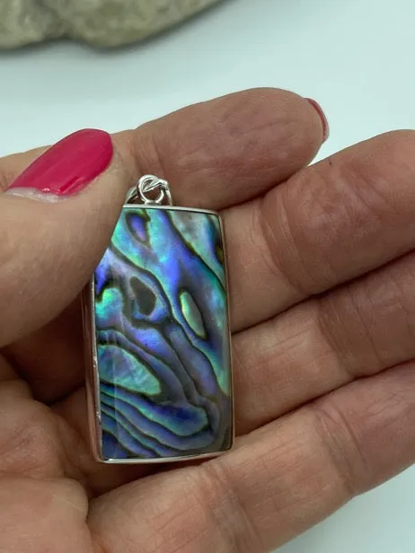 Mother of Pearl, Abalone and Coral Double Sided Pendant