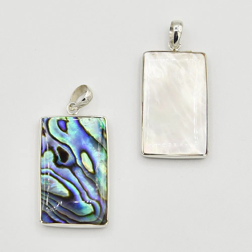 Mother of Pearl, Abalone and Coral Double Sided Pendant