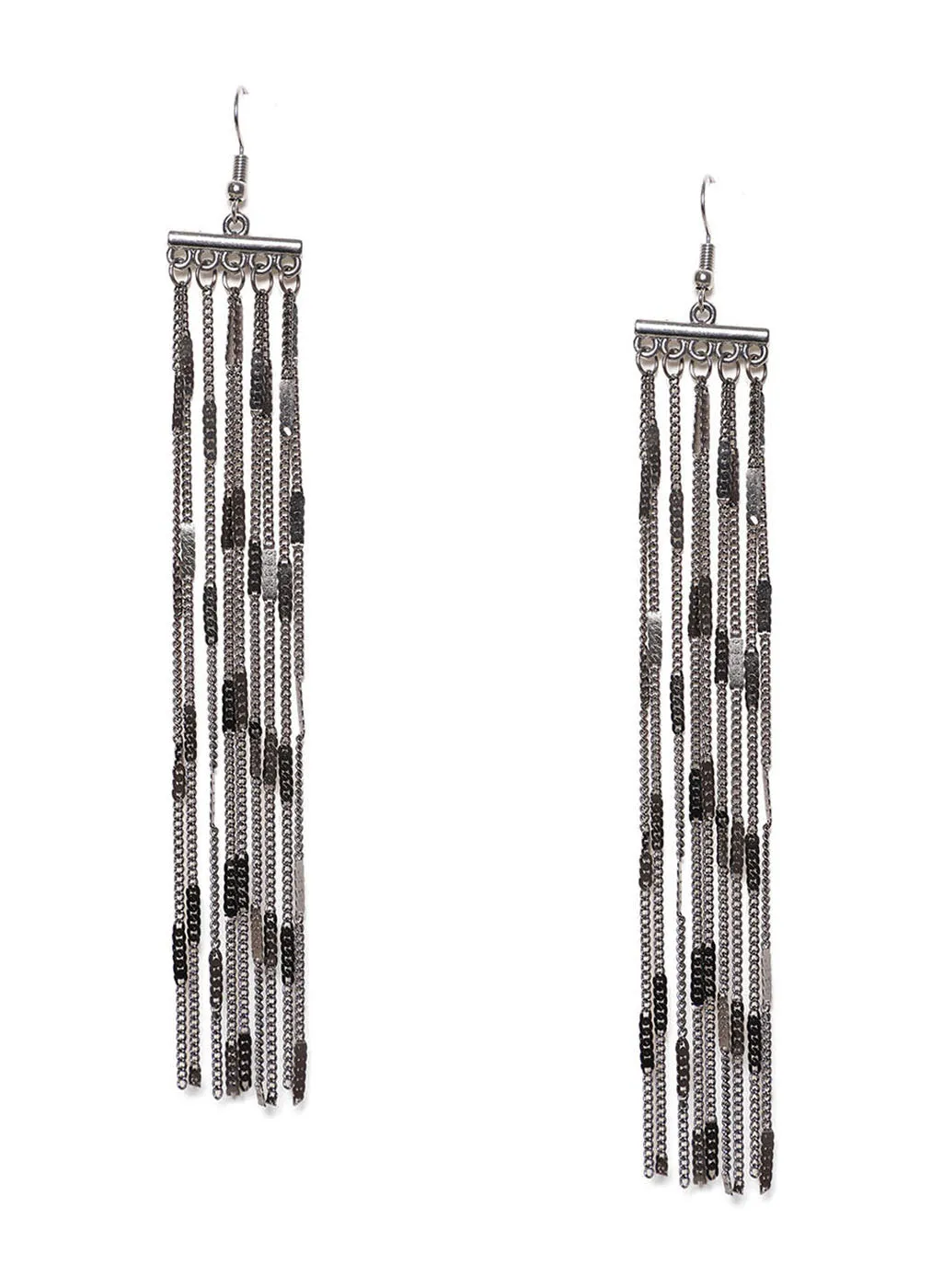 Multiple Chain Gun Metal Earrings