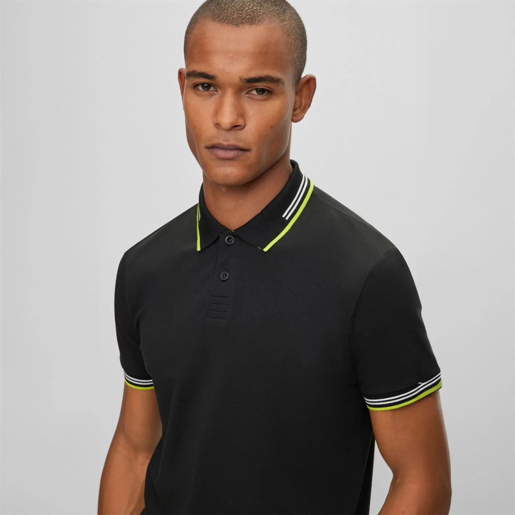 Paul Curved Cotton Jersey Slim Fit Polo Black - W23