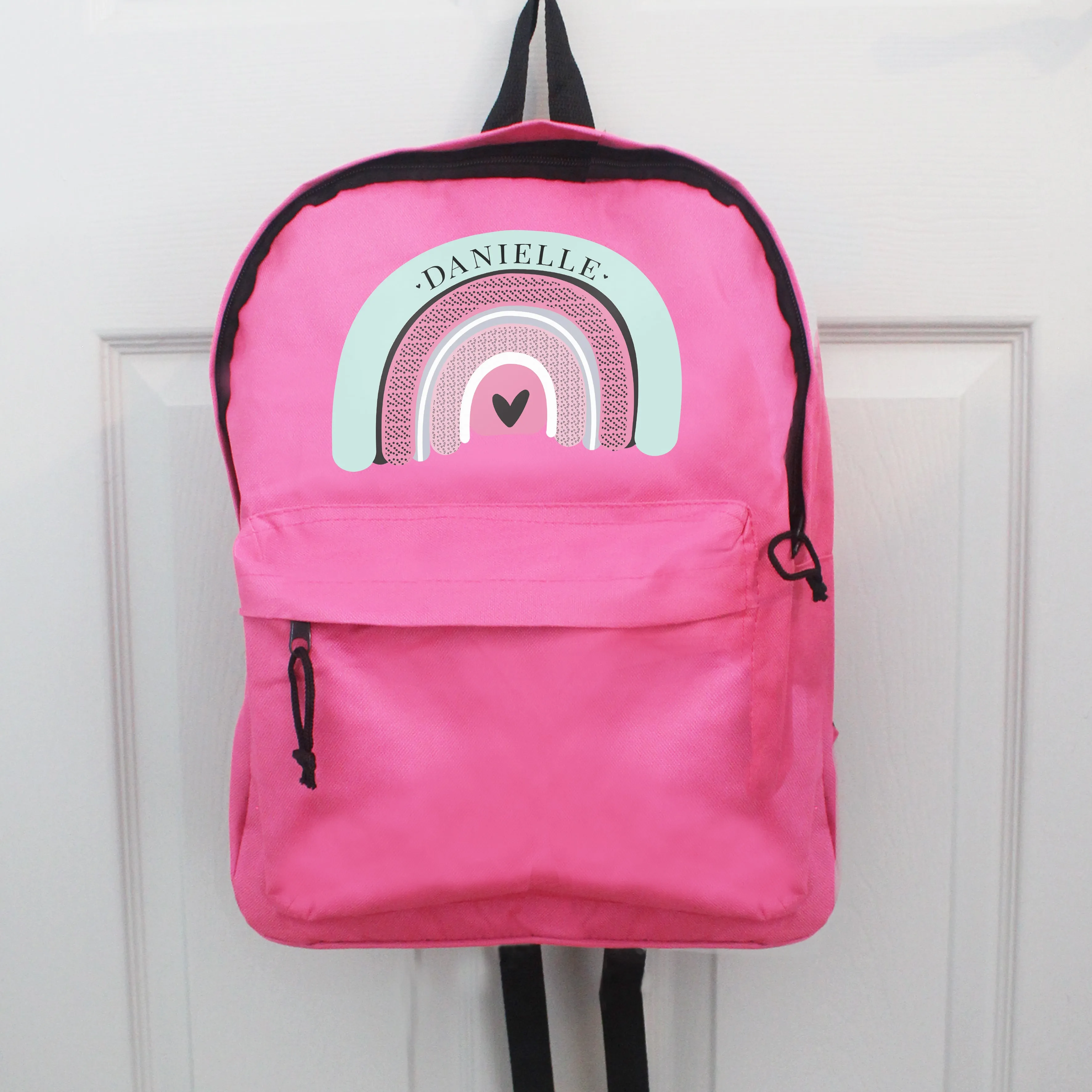 Personalised Rainbow Pink Backpack