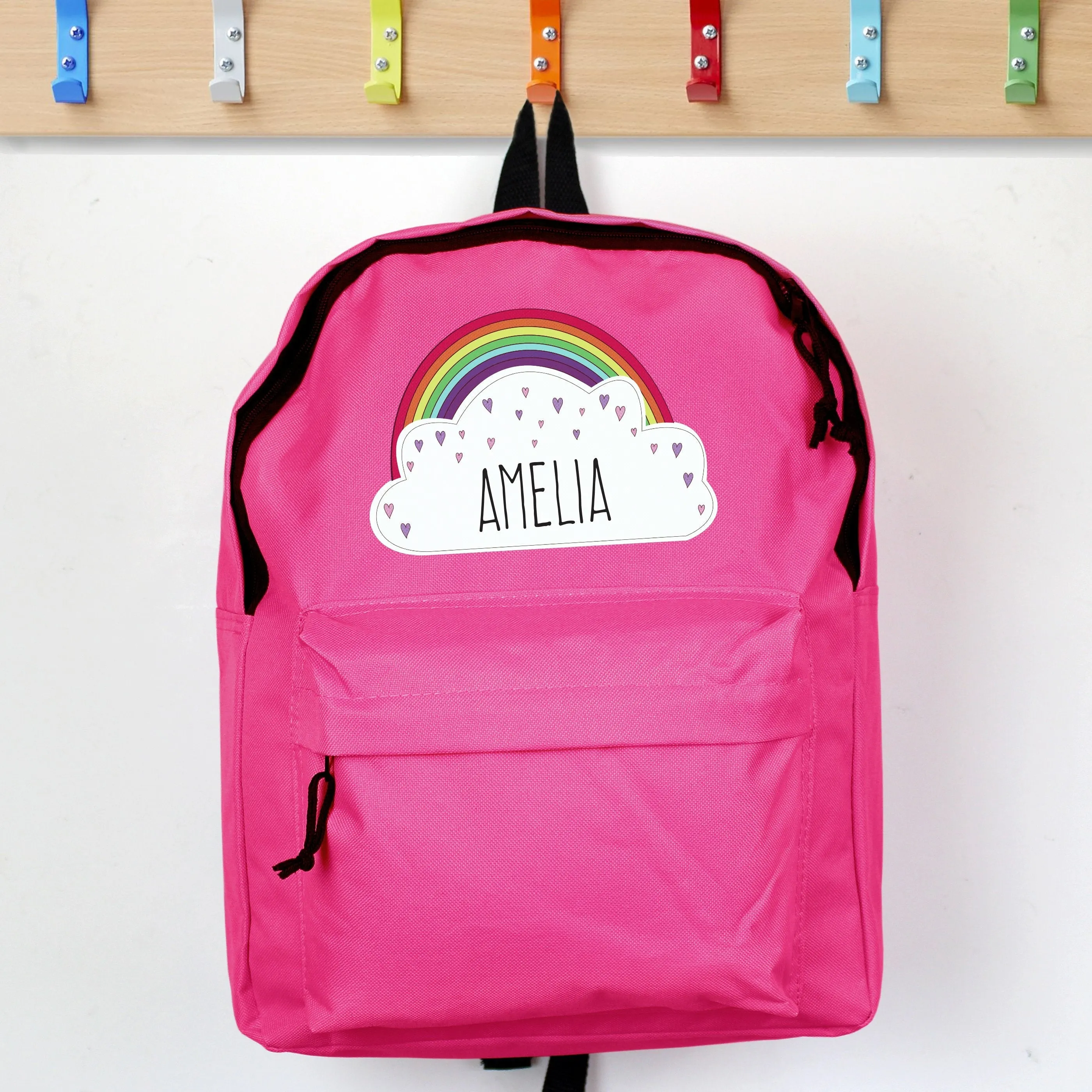 Personalised Rainbow Pink Backpack