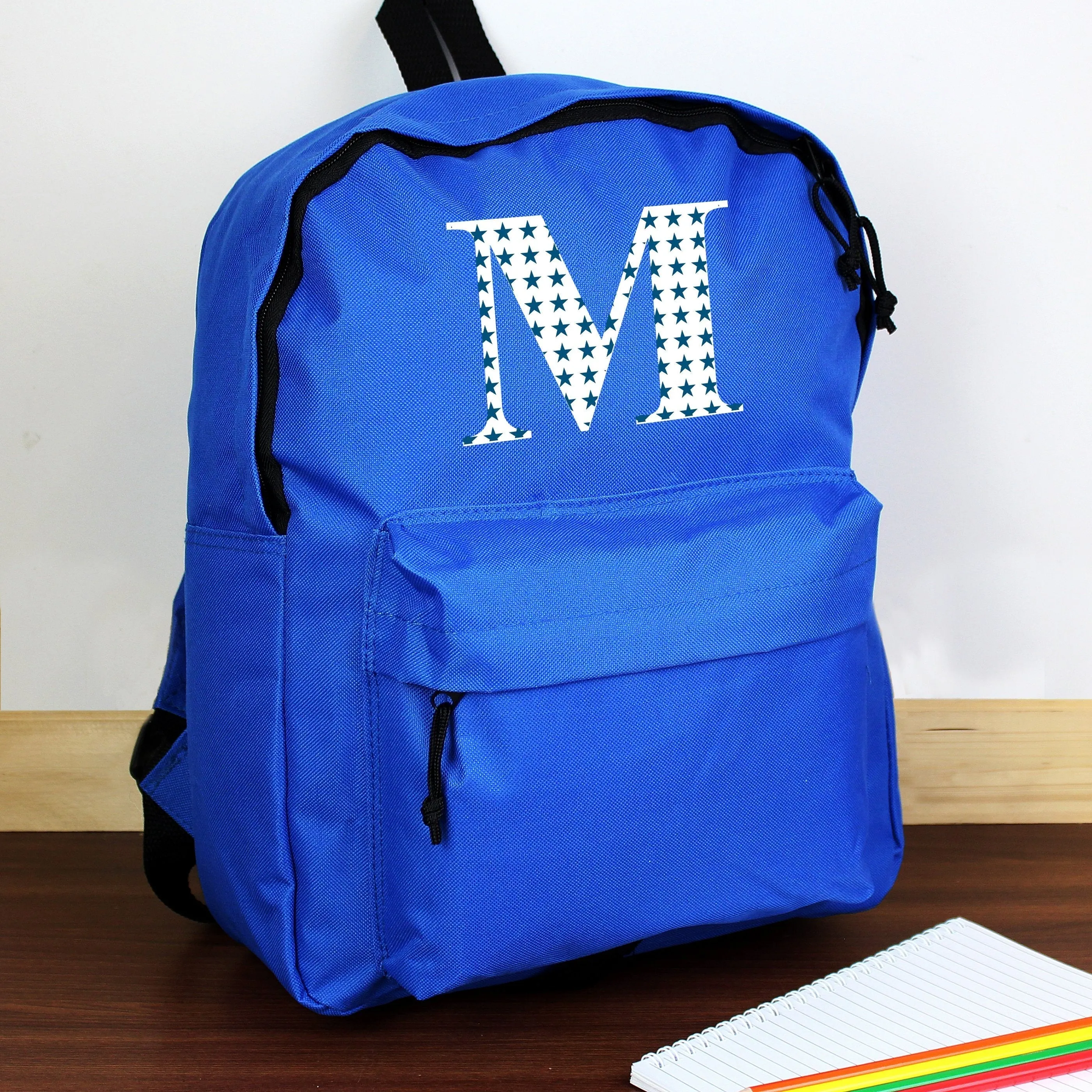 Personalised Star Initial Blue Backpack