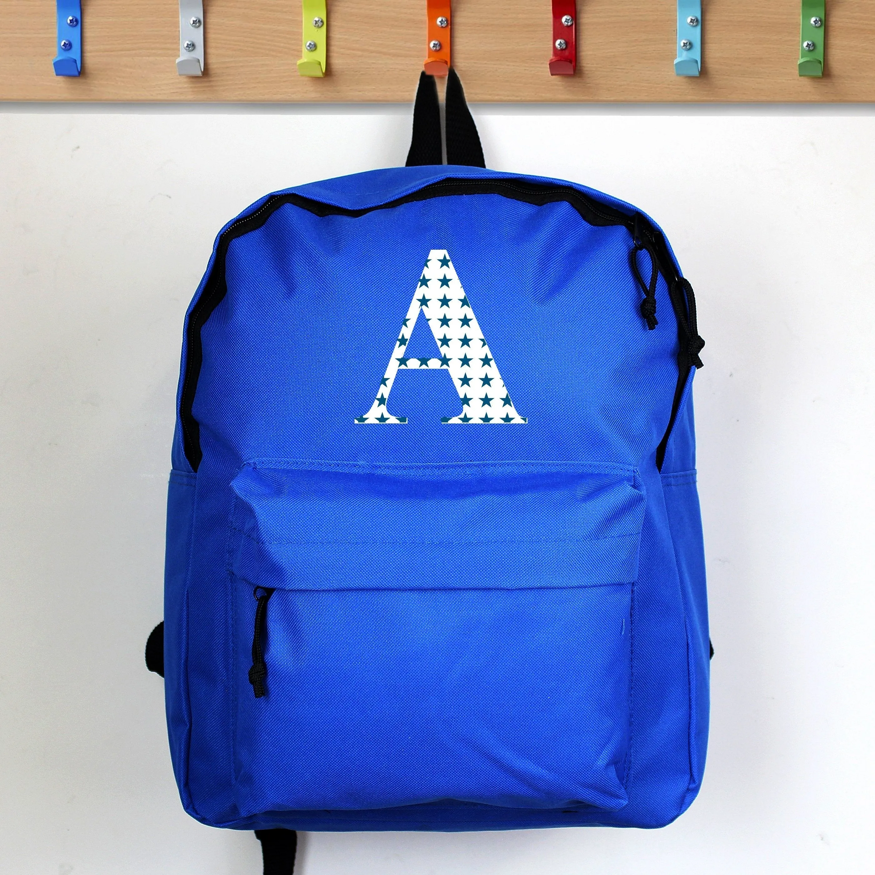 Personalised Star Initial Blue Backpack