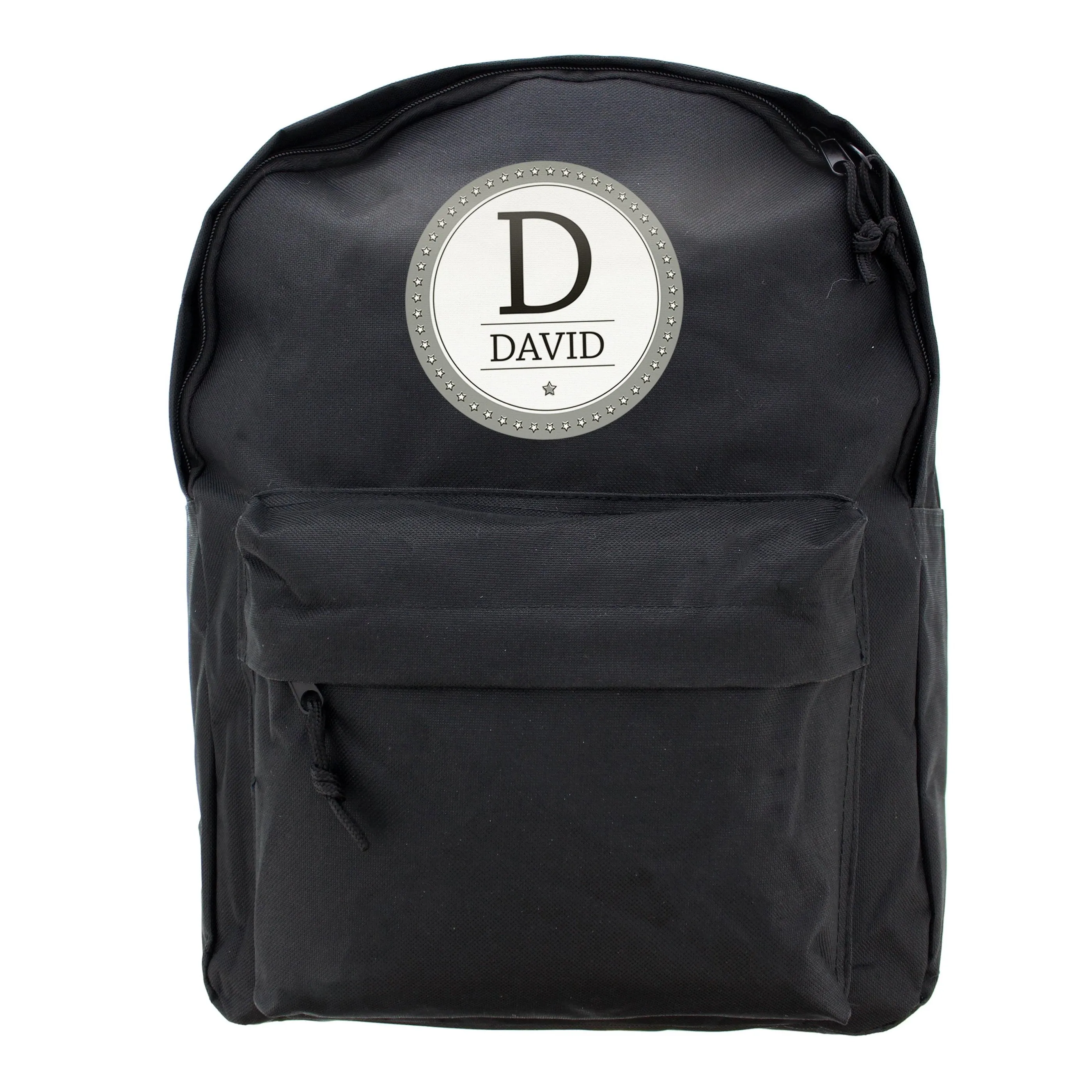 Personalised Star Name Black Backpack