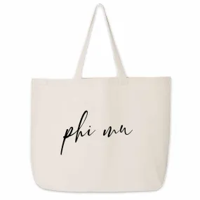 Phi Mu Script Writing Nickname Canvas Tote Bag