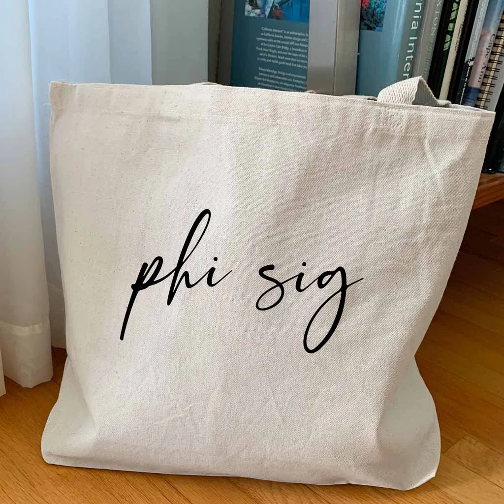 Phi Sigma Sigma Script Writing Nickname Canvas Tote Bag