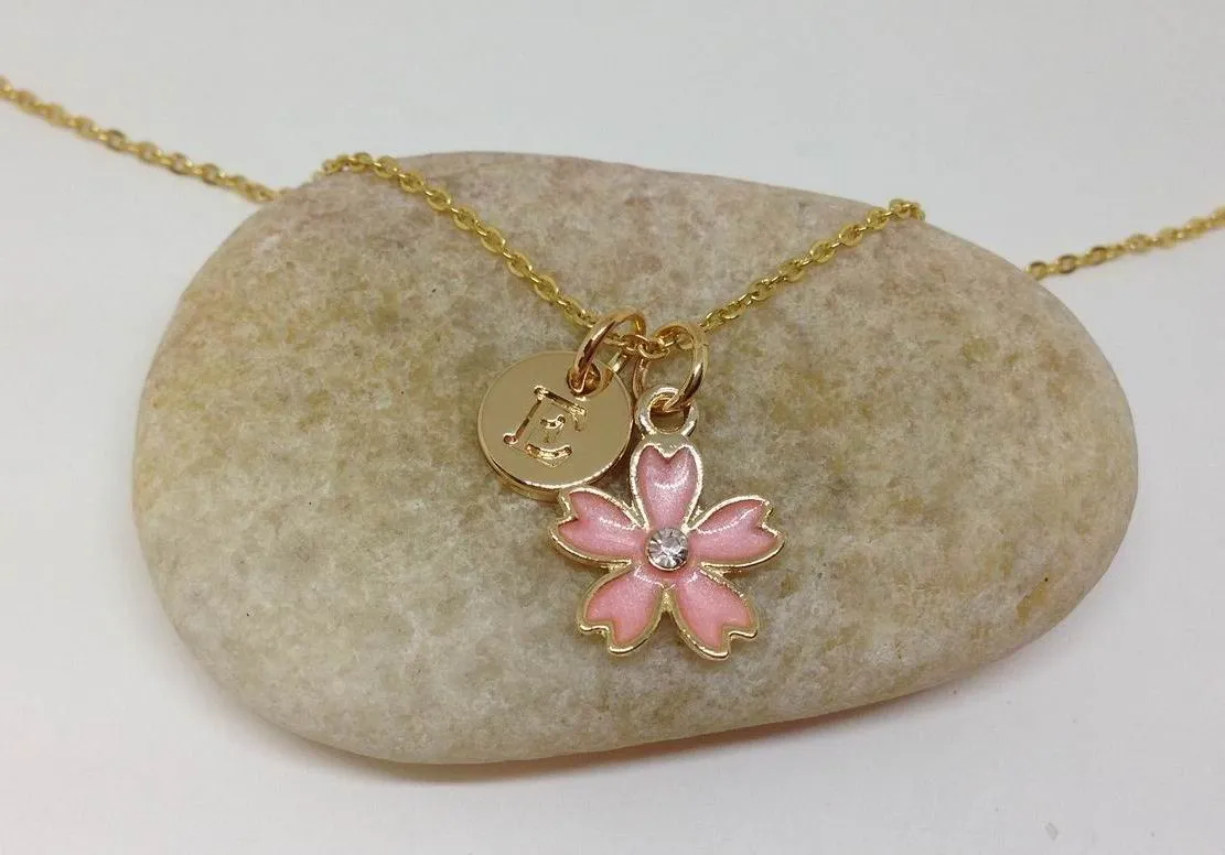 Pink Flower Girl Best Friend Daisy Charm Necklace