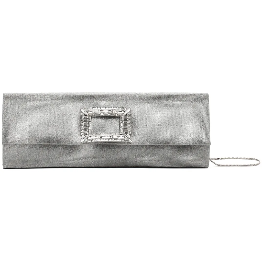 POCHETTE CLUTCH CON FIBBIA GIOIELLO Donna Argento