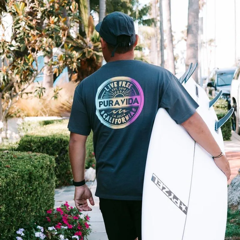 Pura Vida Live Free SS Crew Tee in Vintage Black