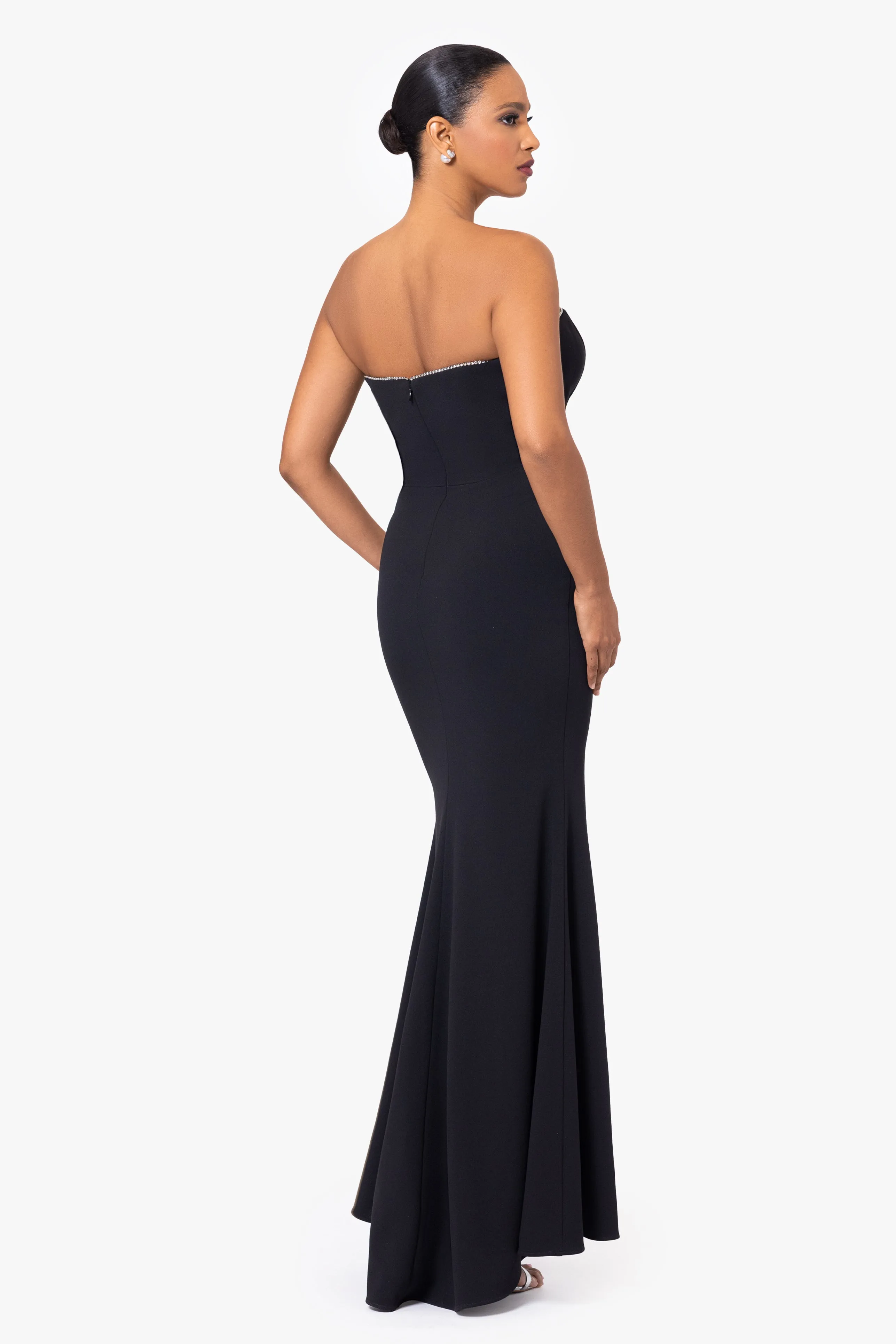 Raven Strapless Split V-Neck Floor Length Dress